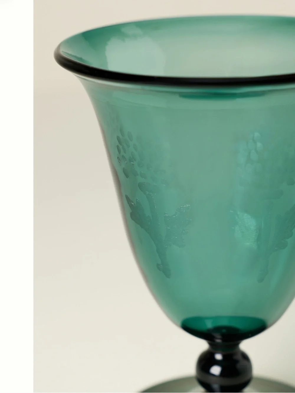 Anthropologie Green Goblet Glass Alejandra New Set of 2 Borosilicate